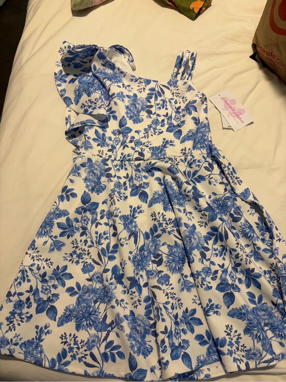 Bonnie Jean blue floral dress size 8 bow sleeves. New nwt girls